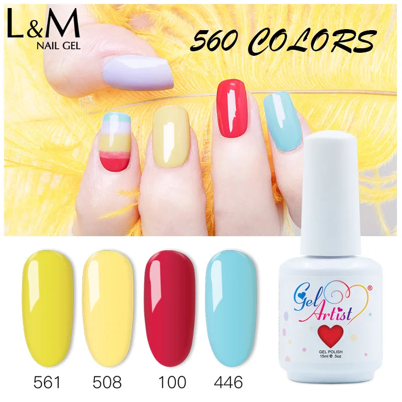 560 Colors 15ML Nail Gel Polish Nail Accessories Semi-permanent Varnish Nail Art Nail Soak Off LED UV Gel Nail