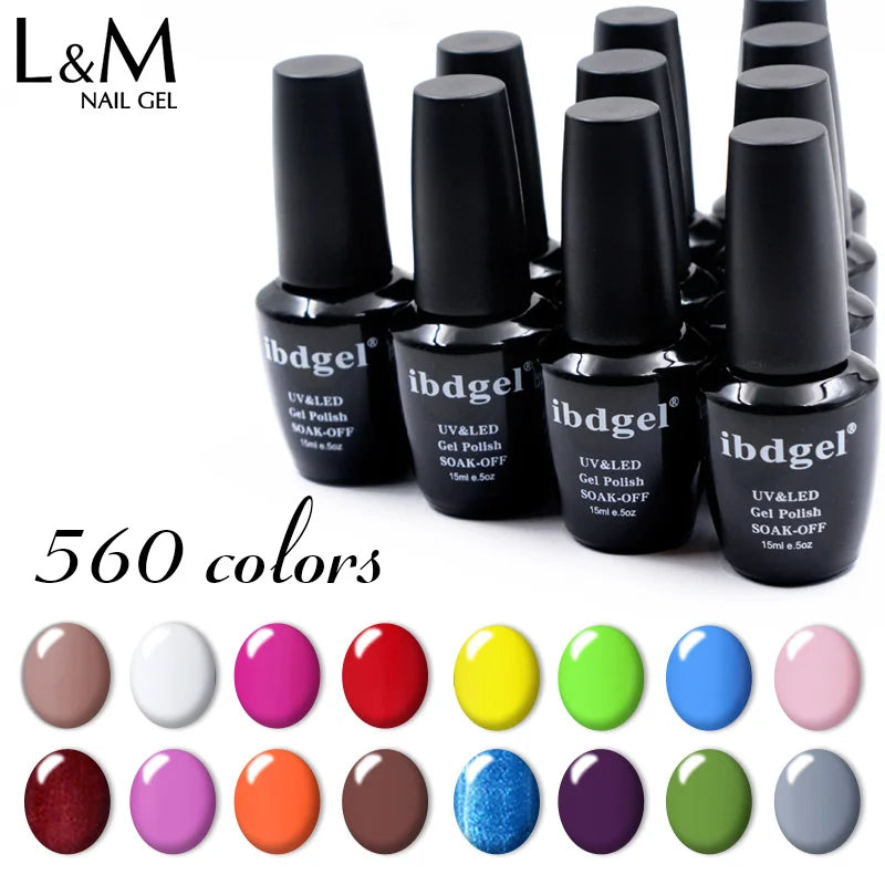 560 Colors 15ML Nail Gel Polish Nail Accessories Semi-permanent Varnish Nail Art Nail Soak Off LED UV Gel Nail